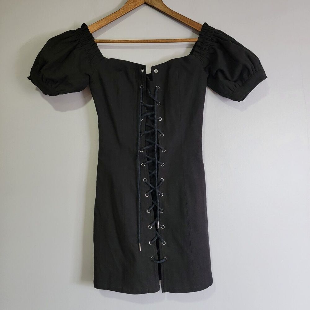 Stone Cold Fox Womens Pamela Dress  Off The Shoulder Lace Up Black  Size 2 Small